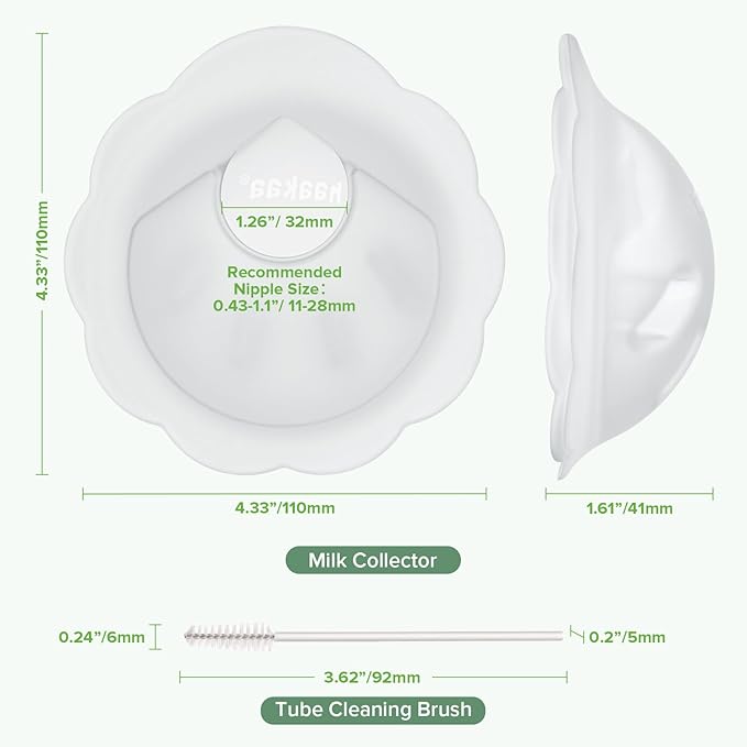 haakaa Petal Soft Silicone Milk Collector丨Discreet Leak-Protection Breast Milk Saver, Reusable Breast Shells Milk Collection Cup for Breastfeeding with Cleaning Brush- 2PCS