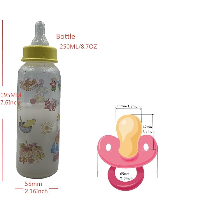 Adult Sized Pacifier and Bottle Set,Print May Vary,250ml (Yellow)