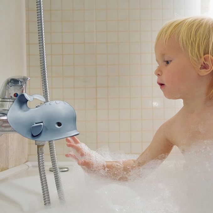 Bath Spout Cover for Bathtub - Protects Baby from Bumping Head During Bathing Time Baby Faucet Cover Universal Faucet Protective Cover Whale Design