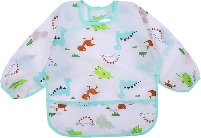 Accmor 3 Pack Long Sleeve Bibs, Baby Smock Waterproof Sleeved Bib Smock for Baby Toddler 6-36 Months