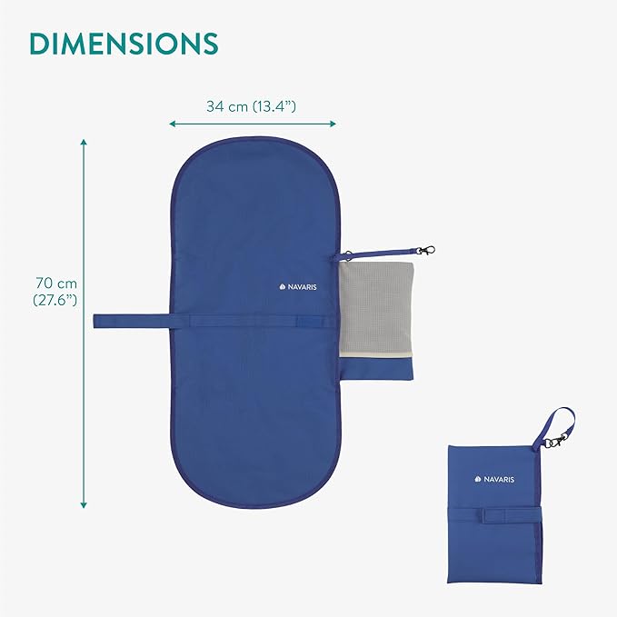 Navaris Baby Changing Mat Portable - Slim Lightweight & Foldable Baby Change Mat - Water Repellent Travel Changing Mat with Pockets - Folding Mat for Clean Diaper Changes - Ocean