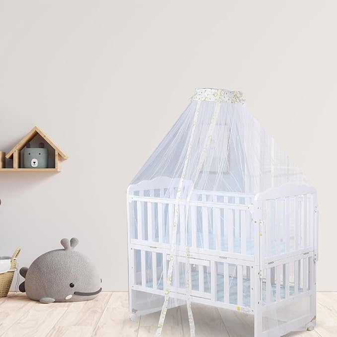 Crib Dome Mosquito Net, Universal 160x450cm Lace Decorative Toddler Bed Crib Canopy Netting for Baby Cribs, Breathable Mesh to Keep Mosquitos Away