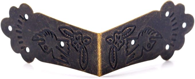 Mcredy 10 Pcs Corner Cover Antique Guards Edge Cover 2.2" for Chair,Table,Screen etc.Bronze Iron with Nails