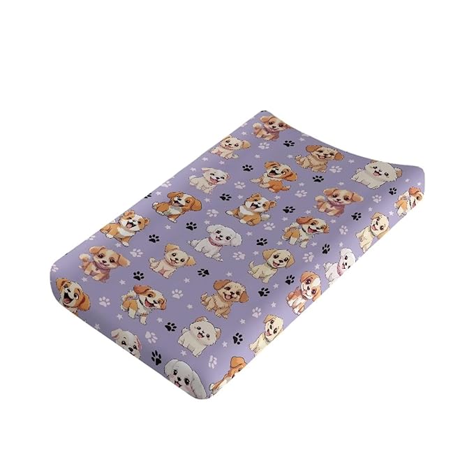 ZDCUSTOM Unisex Baby Sheets for Girls, Baby Changing Table Sheets, Baby Diaper Changing Table Covers Fitted Cradle Sheets for 32"x16" Contoured Pad Dog