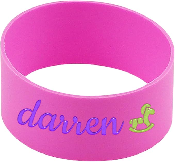 2 Pcs Personalized Water Bottle Name Bands, Silicone Daycare Labels, Waterproof Bottle Labels Cute Daycare Essentials Printable Sippy Cup Strap Gifts
