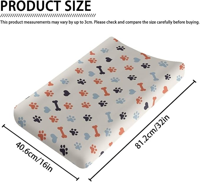 Cute Paws Changing Pad Cover Soft Waterproof Nursery Pad Change Cover Lightweight Cozy Changing Table Cover Comfy Stretchy Sheet Crib Mat Infant/Toddler