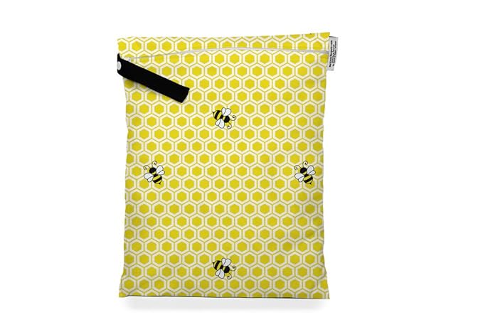 Buttons Cloth Diapers Waterproof Washable Reusable Zippered Laundry Wet Bag (Medium, Honeybuns)
