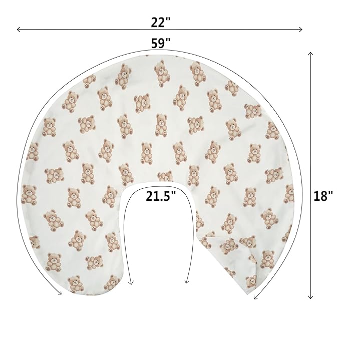 Neutral Boho Bears Baby Nursing Pillow Covers for Boy Girl Cute Vintage Brown Bear Nursing Pillowcase for Breastfeeding Pillows Gender Neutral Animal Soft Stretchy Slipcovers for Newborn Infant