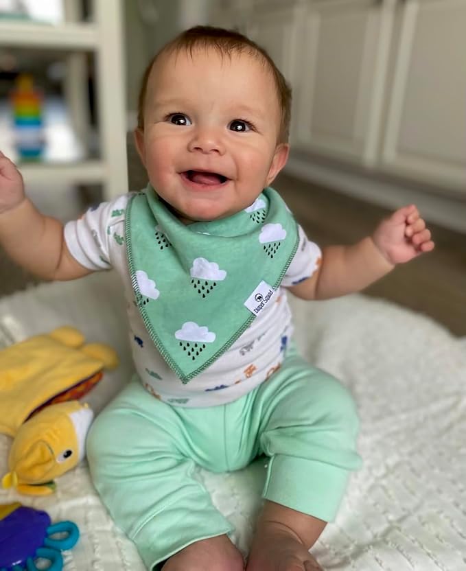 DiaperSquad's 100% Organic Cotton Baby Drool Bibs, Super Absorbent & Adjustable Baby Bibs for Drooling and Teething