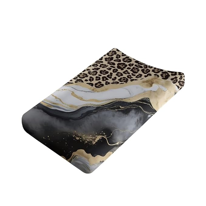 ZDCUSTOM Changing Pad Cover Diaper Changing Pad Cover Soft Breathable Diaper Changing Table Cover Comfy Cozy Cradle Sheets 32"x16" Grey Marble Leopard