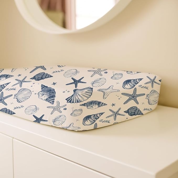 Changing Pad Cover for Baby Boys Girls 2 Pack, Fits Standard 32”×16” Changing Table Pads, Silky Breathable Stretch Knit, Machine Washable (Deep Blue)