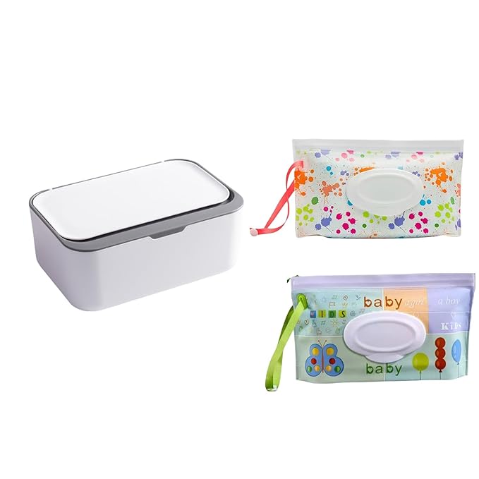 Wipes Dispenser,Wipe Holder Wet Wipe Dispenser Holder with 2Pcs Portable Travel Refillable Wipe Holder,Reusable Wipe Holder Box Flushable Wipes Case for Home, Office