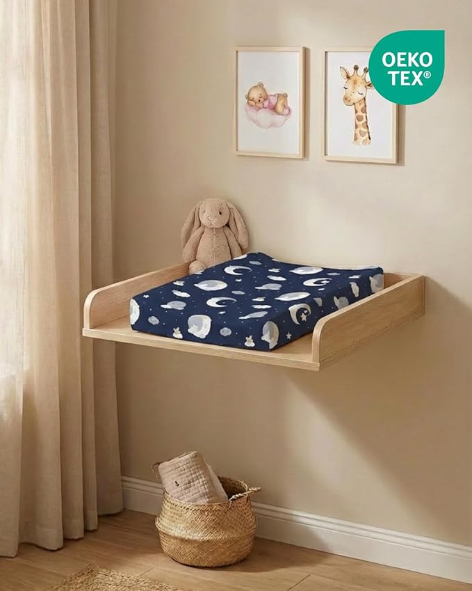 Changing Pad Cover - Pack of 2 Soft Unisex Diaper Change Microfiber Table Sheets - Fits 32"x16" Contoured Pad - Changing Pad Cover for Baby Boys & Girls - Snug, Machine Washable - Oeko-Tex, Dream Sky