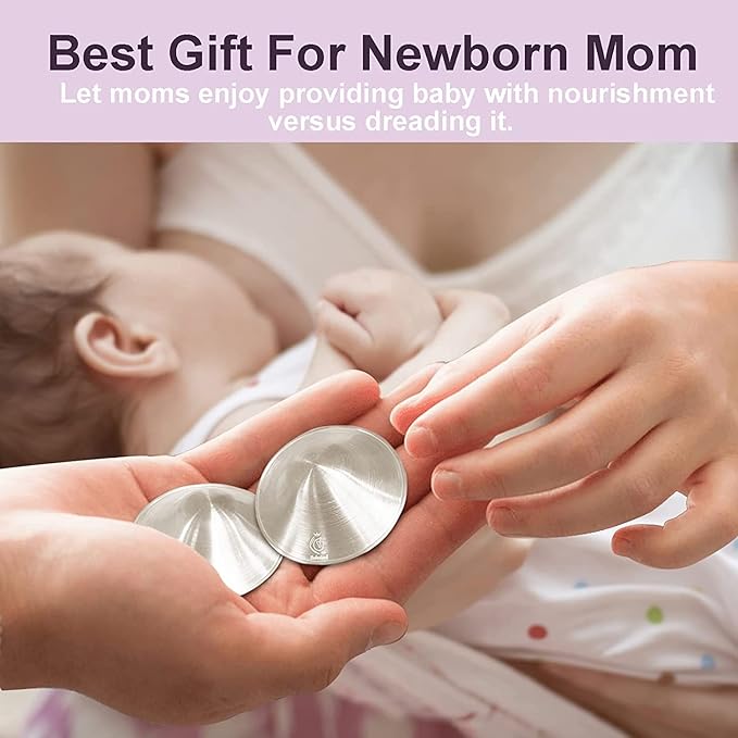 Boboduck The Original Silver Nursing Cups - X-L Size Nipple Shields for Nursing Newborn, 999 Carat Silver Nipple Covers for Breastfeeding