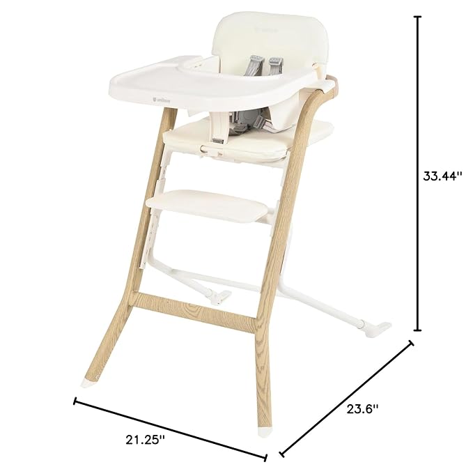 Unilove Grow with Me 2-in-1 Baby High Chair – Adjustable Toddler Chair with Baby Set, Removable Harness, One-Hand Seat & Footrest Adjustment, for Ages 6-60 Months - Vanilla White