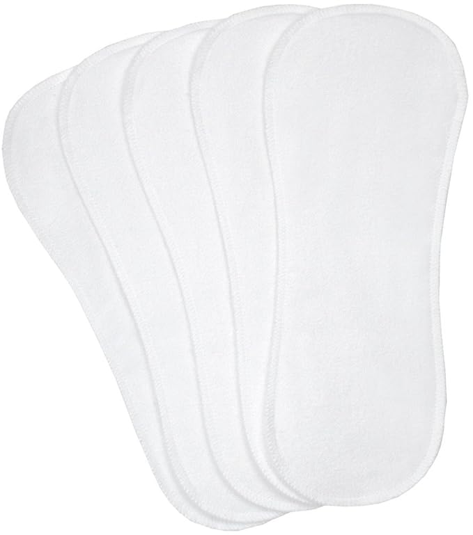 Kushies Washable 5 Piece Diaper Liners Pack, White, Infant/Toddler
