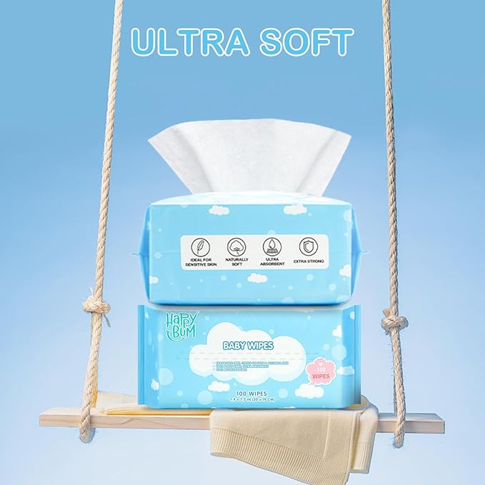 Dry Baby Wipes Sensitive Skin Unscented Soft Travel Wipes for Newborn Face Hands 6 Packs (600 Count)