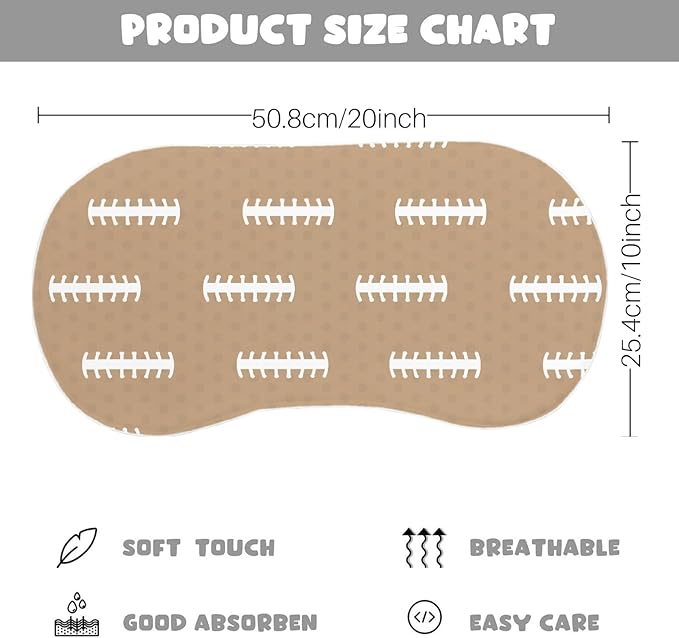 5 Pack Football Sport Burp Cloths Baby Boys Girls with Football Pattern, Large Cotton Burp Rags for Newborns Gifts Nursery Decor Extra Soft and Absorbent 9.8X19.6inches