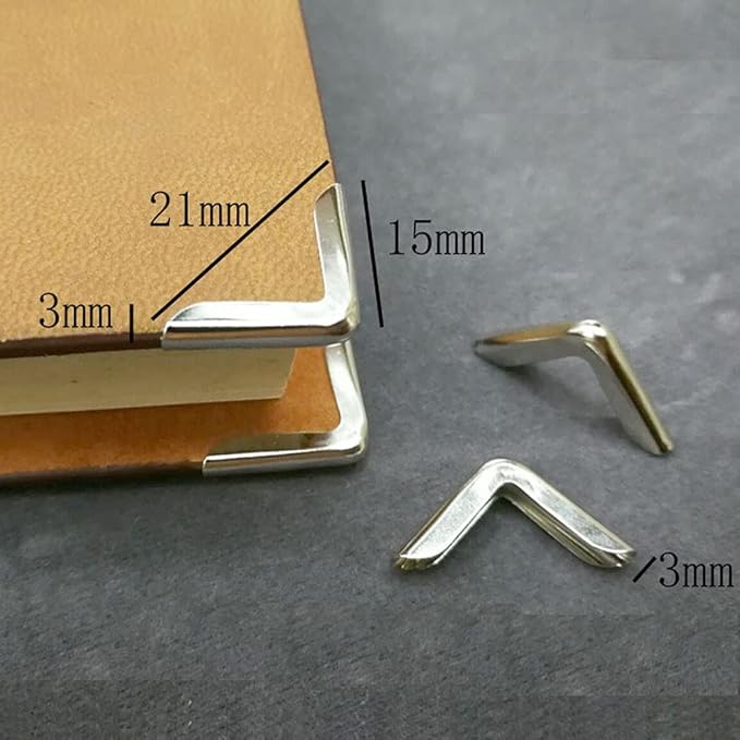 100Pcs Book Scrapbooking Album Menu Folder Protectors - Metal Corner Protector Cover for Protecting Book and Scrapbooking Corners, Silver