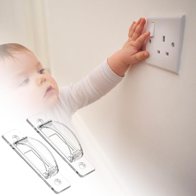 QWORK Wall Switch Guard, 2 Pack Tamper Proof Light Switch Cover Guard, Toggle Style, for Accidental and Unauthorized Switch Prevention