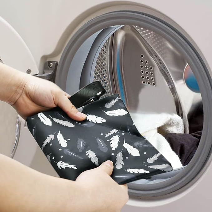 2 Pcs Waterproof Reusable Wet Dry Bag for Diaper Baby Cloth Gym Clothes Washable Travel Bags for Beach Pool Swimsuits Pockets with Two Zippered Dirty Diapers Stroller Yoga Toiletries Daycare Organizer