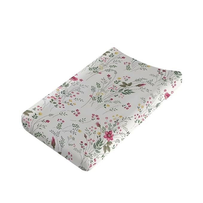 Breathable Diaper Changing Pad Cover for Baby Girls and Boys, Soft Changing Table Sheets 16 * 32 Inches, Classic Flower