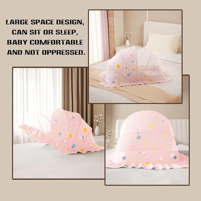 Mosquito Nets for Baby Cribs, Portable Folding Mosquito Net for Stroller, 0-3 Years Kids Travel & Sleep Mosquito Mesh Cover,Baby Crib(Pink, 47”x24”x26”)