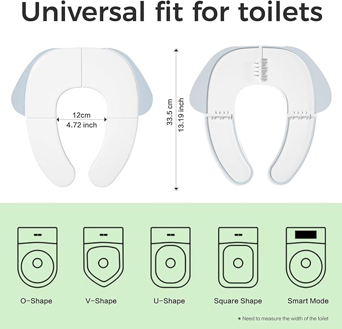 FOOYOO Foldable Toddler Toilet Seat | Portable Potty Training Seat for Travel & Home, Non-Slip, Fits Most Toilets, Easy to Clean, with Travel Bag (Blue)