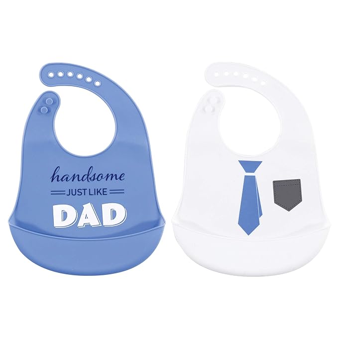 Hudson Baby Unisex Baby Silicone Bibs, Handsome Just Like Dad, One Size