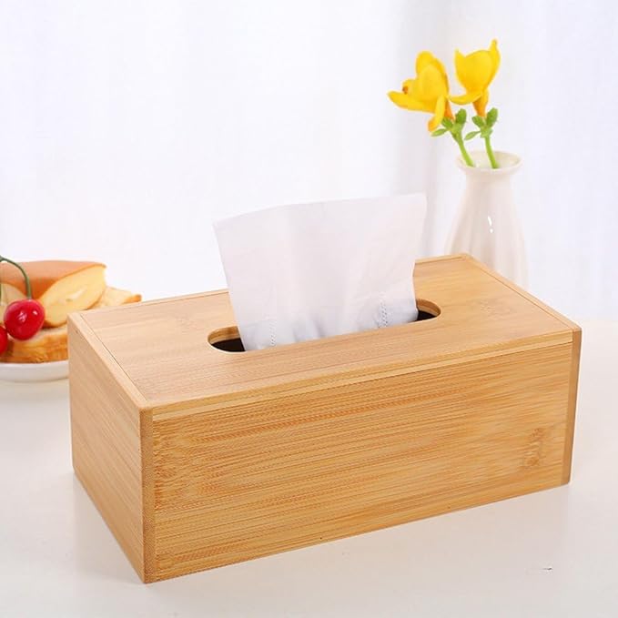 Tissue Box Cover, Bamboo Tissue Box Cover Rectangle, Tissue Box Holder Rectangular Covers Your Tissues, Decorative Tissue Box Cover