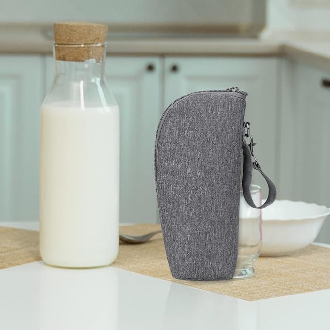 Kisangel Insulated Baby Bottle Bag Thermal Pouch Portable Milk Bottle Cooler with Handle and Zipper for Travel and Outdoor Use 8.66X3.14X2.75In