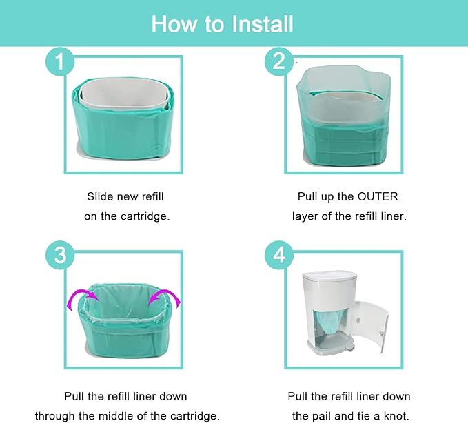 6 Pack Diaper Disposal Liner Refills Compatible with Janibell Akord 330 Slim Adult Diaper Disposal System(NOT Compatible with 280 Pails)