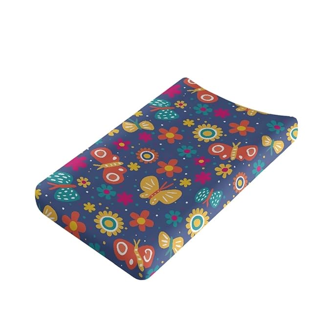 Microfiber Diaper Changing Table Sheets for Infants and Toddles Hippie Floral Butterflies Baby Changing Pad Cover Soft Breathable