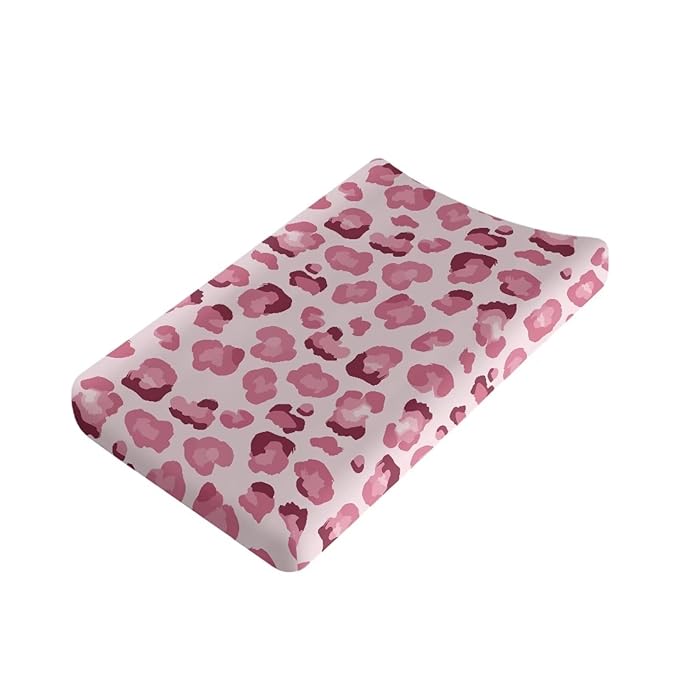 Leopard Print Changing Pad Cover Pink Diaper Changing Pad Cover Boys Girls 32''*16'' Diaper Changing Pad Cover Soft Nursery Decor