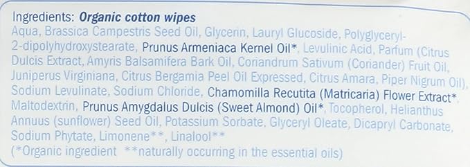 Natracare Organic Cotton Baby Wipes With Essential Oils of Chamomile, Apricot and Sweet Almond Oil (1 Pack, 50 Wipes Total)