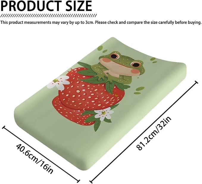 Frog Strawberry Change Pad Covers Stretchy Baby Diaper Change Table Covers Reusable Baby Change Sheet Easy to Clean