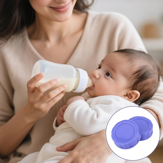 3pcs Baby Bottle Caps Compatible with Pigeon & Lansinoh Bottles, Travel and Storage Bottle Lids Covers Replacement (Purple)