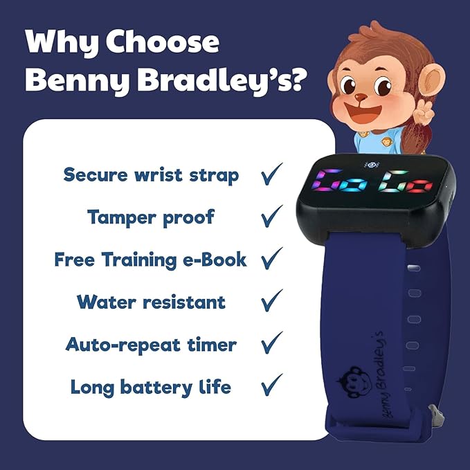 Potty Training Watch for Kids V4 – A Water Resistant Toilet Reminder Device for Boys & Girls to Train Your Toddler with Fun/Musical & Vibration Interval Reminder with Potty Training eBook (Navy)