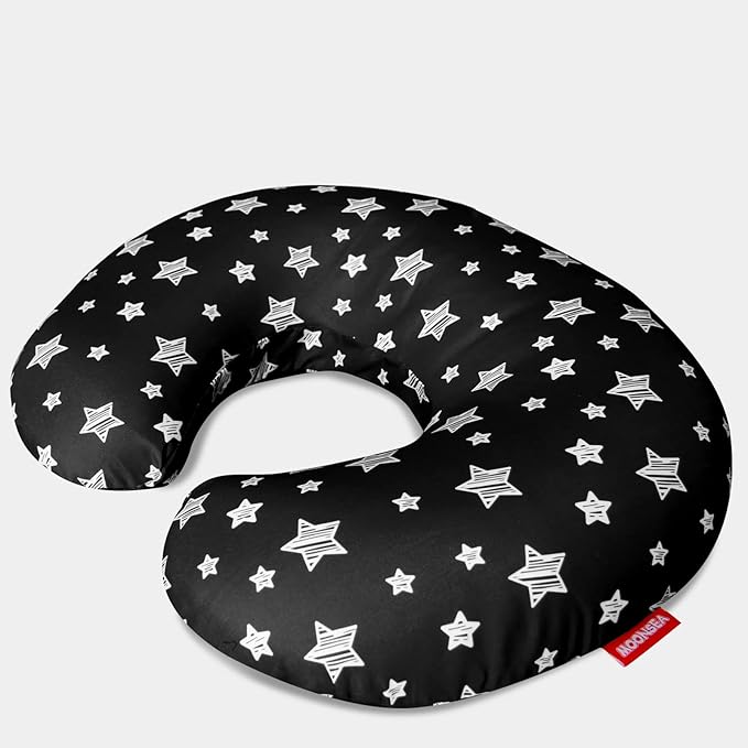 Nursing Pillow Cover for Baby Snug Fits Boppy Nursing Pillows, Super Soft, for Breastfeeding Moms, Black Star