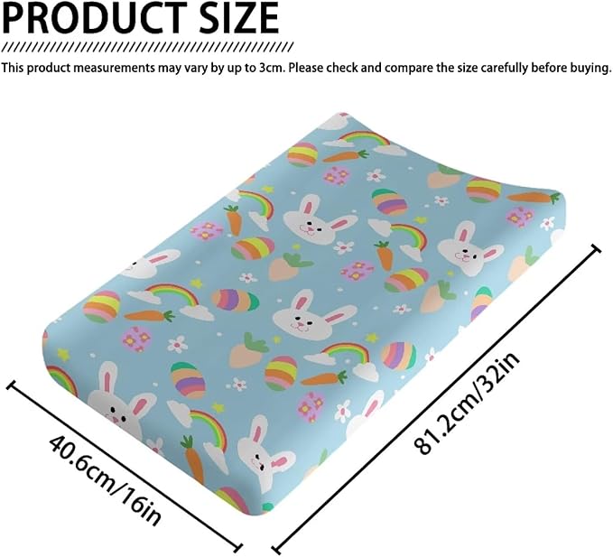 Rabbit Easter Changing Pad Cover Waterproof Easter Decor Stretchy Lightweight Universal Tray Table Mat Soft Diaper Changing Mat Cover for Baby