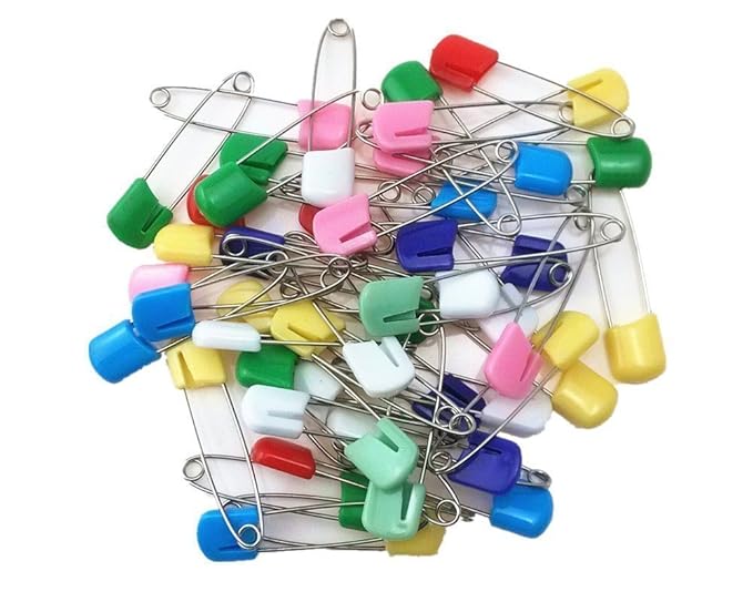 Plastic Head Baby Safety Pin Diaper Pins 1.5inch Cloth Nappy Safety Pins,Pack of 100 (Yellow)