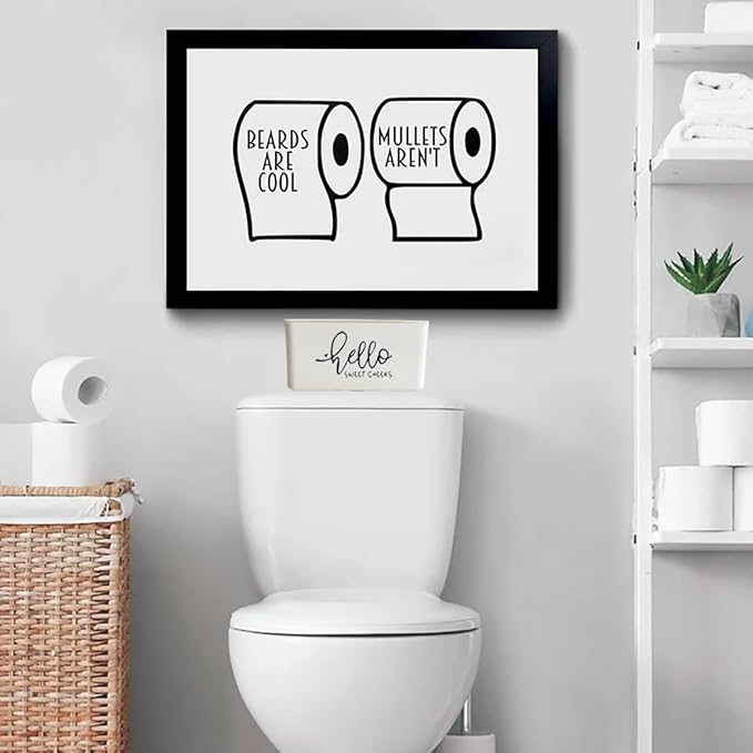 Moorfowl Hello Sweet Cheeks Flushable Wipes Dispenser, 8.2L x 4.9W x 3.9H inches, Bathroom Wipes Container Holder Cute Funny Rustic Farmhouse Home Decor (White)