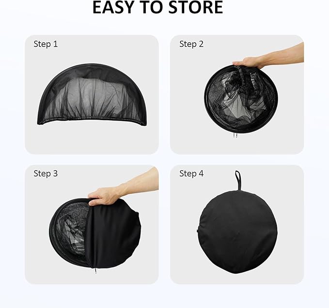 Mosquito Net for Pack n Play, Pack and Play Cover, Travel Crib Net to Keep Cats Out, Crib Tent with 2-Way Zipper for Playpen, Mini Crib, Black