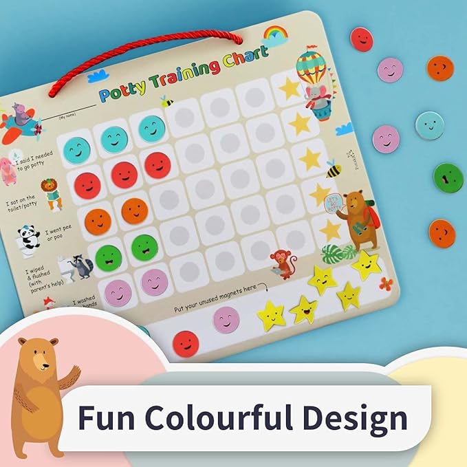 Potty Training Chart with 35 Stickers, 3 Reminder Stickers for Toddlers Boys and Girls - Potty Training Rewards - Zoo Animal