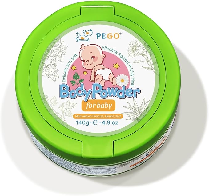PEGO Cornstarch Baby Powder, Talc-Free,with Zinc Oxide, Aloe Vera & Chamomile, Soothing Skin Care, Hypoallergenic for Delicate Skin and Diaper Rash, for Newborns, Babies or Toddlers -140g