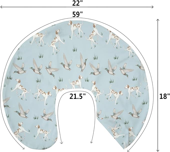 Green Mallard Ducks Dogs Nursing Pillow Covers for Boy Girl Wild Duck Hunting Nursery Feeding Pillowcase for Breastfeeding Pillows Outdoor Duck Hunter Soft Stretchy Removable Covers for Newborn Infant