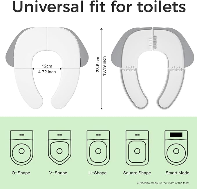 FOOYOO Foldable Toddler Toilet Seat | Portable Potty Training Seat for Travel & Home, Non-Slip, Fits Most Toilets, Easy to Clean, with Travel Bag (Gray)