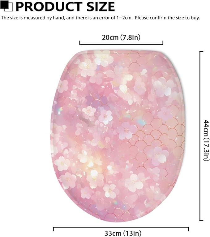 Cherry Blossom Toilet Cover Seat Dust Covers Protector Soft Flannel Fabric Toilet Protector Cover Dustproof Elastic Edges Toilet Seat Cover Universal for Most Toilet Bowl Lids Pink
