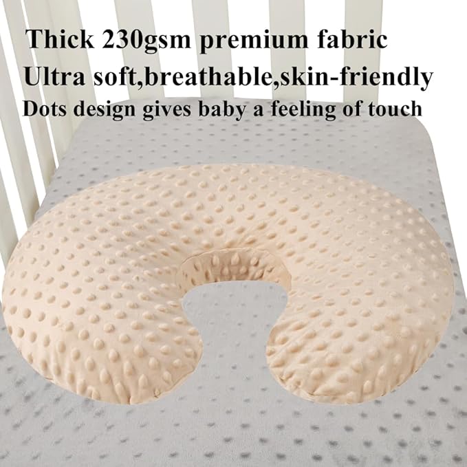 Dot Nursing Pillow Cover Set 2 Pack Nursing Pillow Slipcovers, Ultra Soft Compatible with Boppy Pillow,Standard Pillow for Baby Boy Girl Light Coffee, Bear