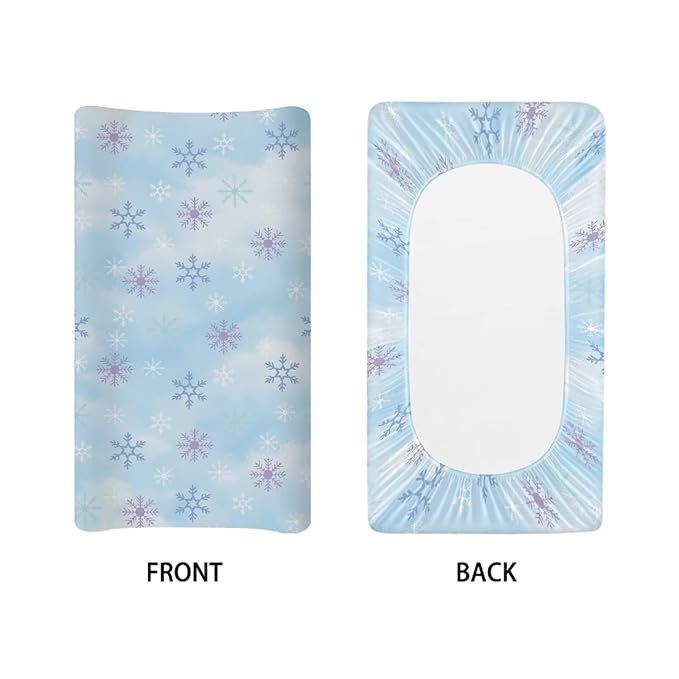 Snowflake Diaper Change Table Covers Fashion Soft Changing Pad Cover for Baby Breathable Diaper Pad Covers for Changing Table 16x32 Inch Gift for Holiday